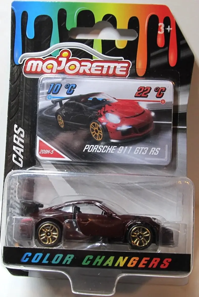 PORSCHE 911 GT3 RS PREMIUM CARS MAJORETTE COLOR CHANGERS ORGINALS CARD INCLUDED