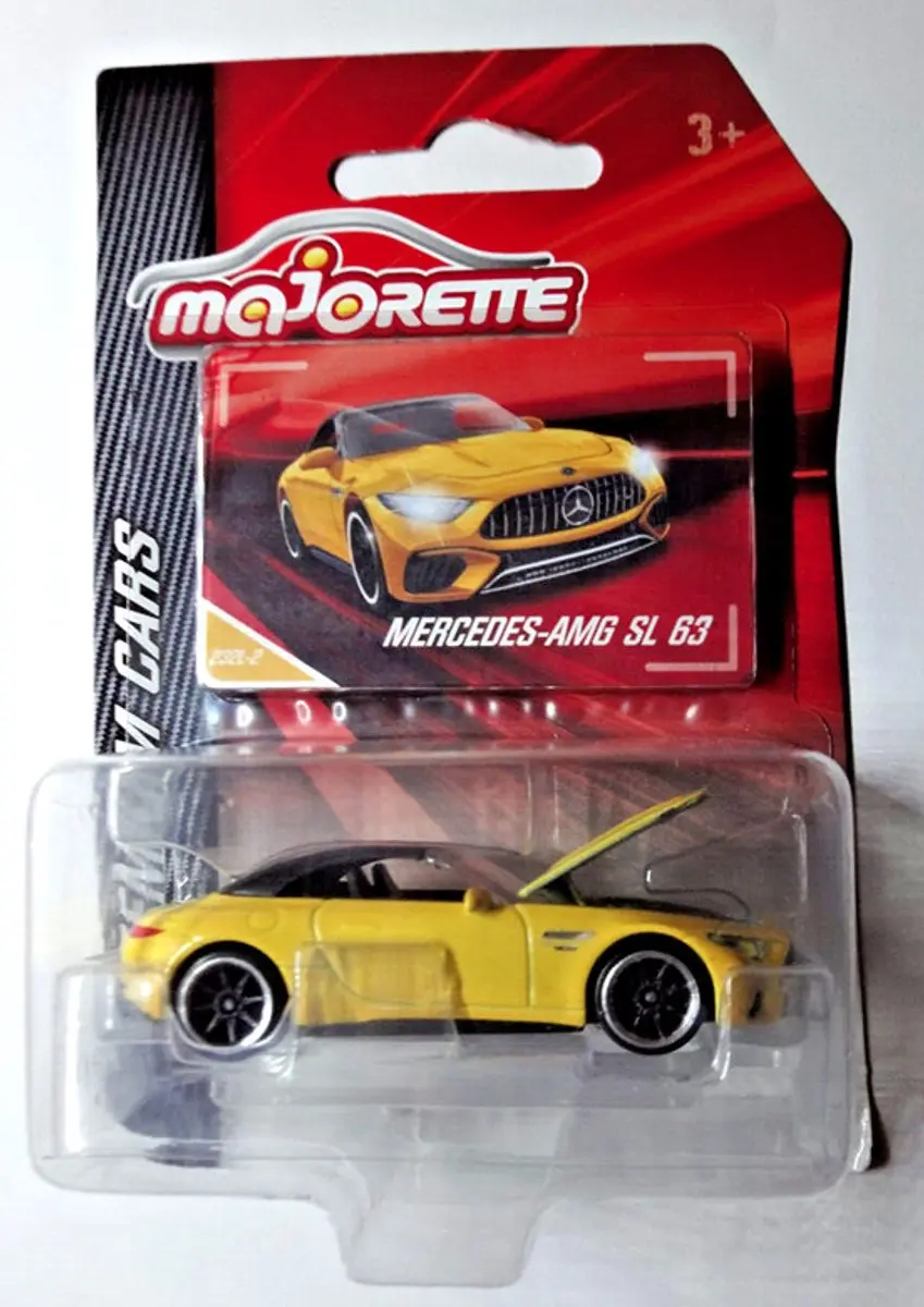 MERCEDES AMG SL 63 YELLOW MAJORETTE PREMIUM CARS VINTAGE 1:64 CARD INCLUDED (BK0