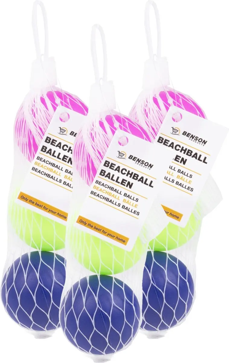 Set van 9x stuks gekleurde premium beachballetjes
