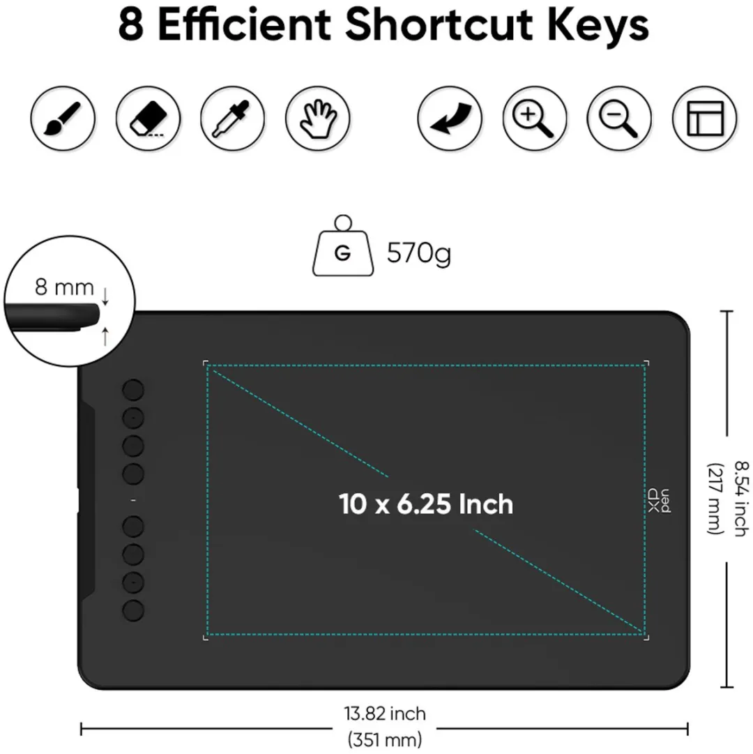 XPPen Deco01 V3 Tekentablet 10x6 Inch - 16384 Niveaus - Zwart
