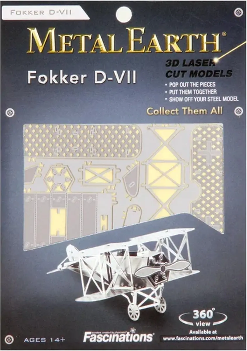 Metal Earth Fokker D-VII 3D Puzzel - Zilver - afbeelding 3 van 6