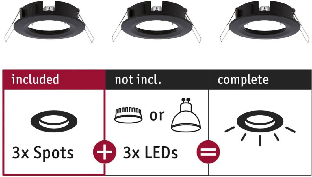 Paulmann Choose Basisset Inbouwlamp 3x10W 78mm - Zwart mat