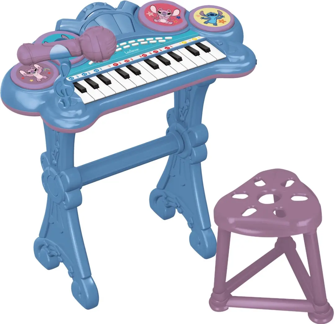 Stitch Elektronisch keyboard met kruk en microfoon, 24 verlichte toetsen om muzi