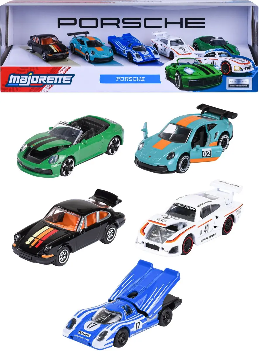 Majorette Porsche Modelauto's Set 5-delig