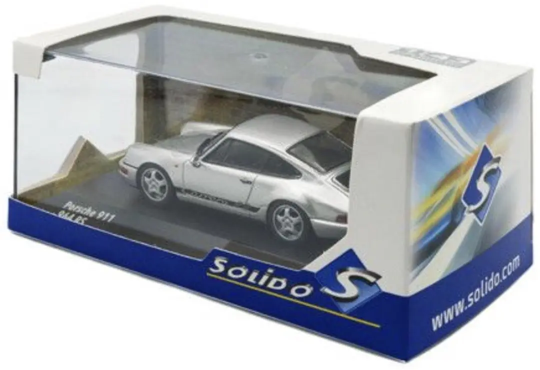 Solido Modelauto - Porsche 911 - zilver/zwart - 10 x 4 x 3 cm - schaalmodel - afbeelding 3 van 6