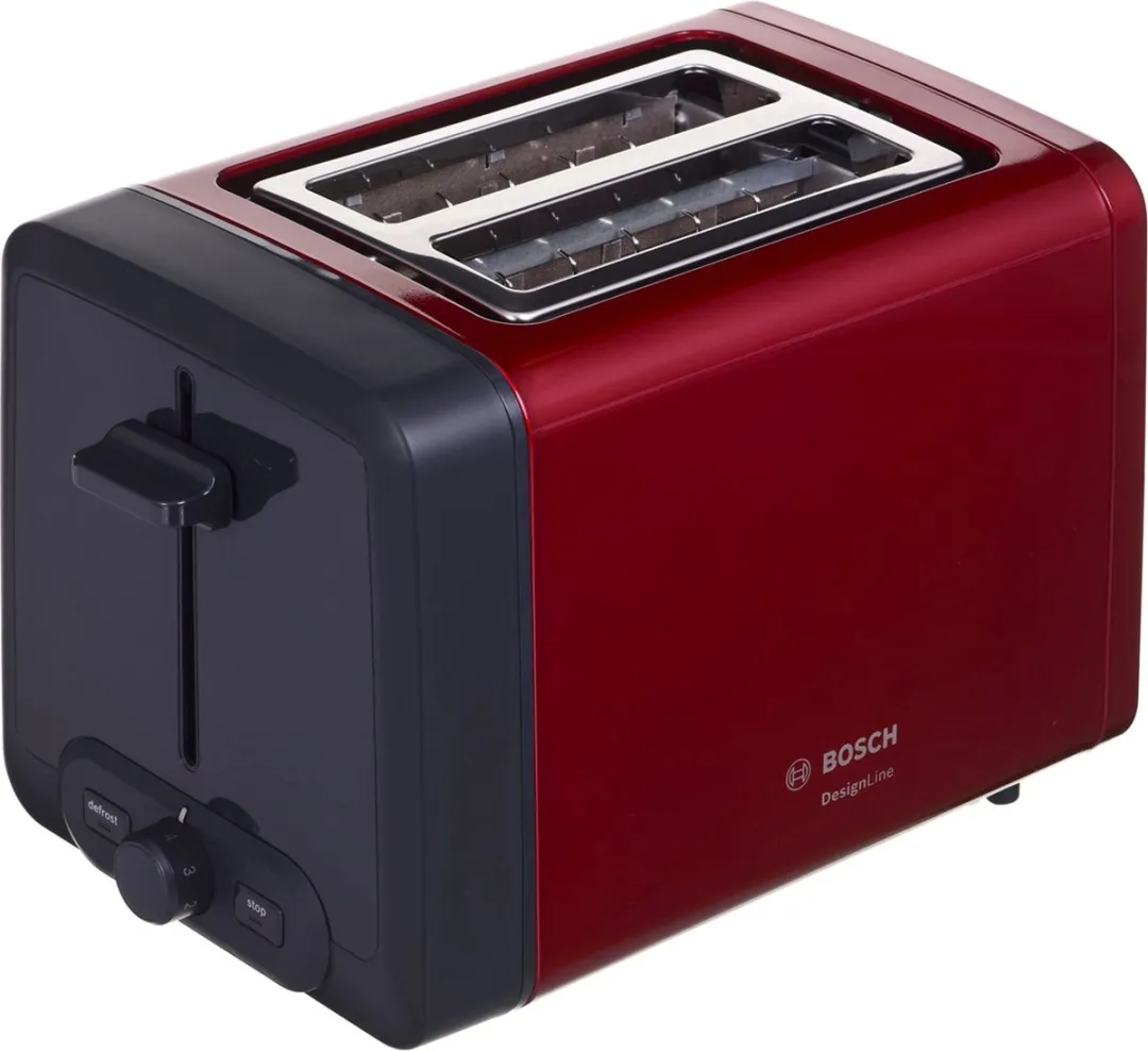 Bosch Designline TAT4P424 Broodrooster - 2 Sandwiches - 970W - Rood