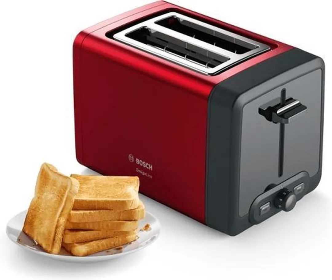 Bosch Designline TAT4P424 Broodrooster - 2 Sandwiches - 970W - Rood - afbeelding 6 van 6
