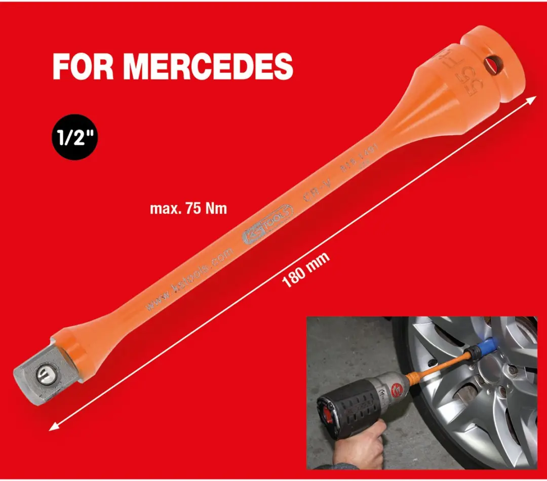 KS Tools 515.1491 Verlengstuk 1/2" 75Nm - Oranje - afbeelding 4 van 6