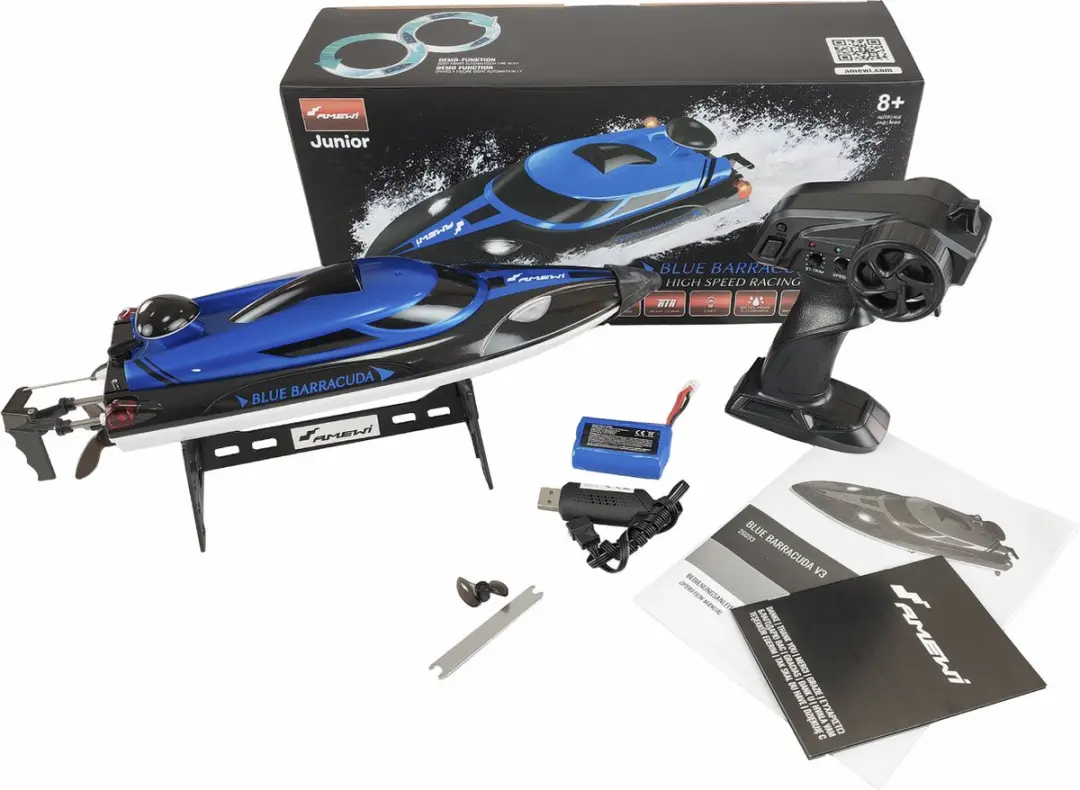 Amewi Blue Barracuda V3 RC Boot - 355mm - Blauw/Wit - afbeelding 6 van 6