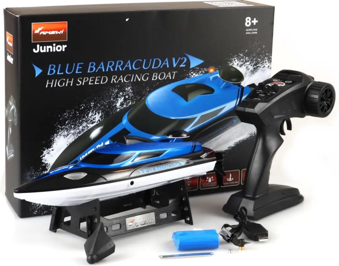 Amewi Blue Barracuda V3 RC Boot - 355mm - Blauw/Wit - afbeelding 2 van 6