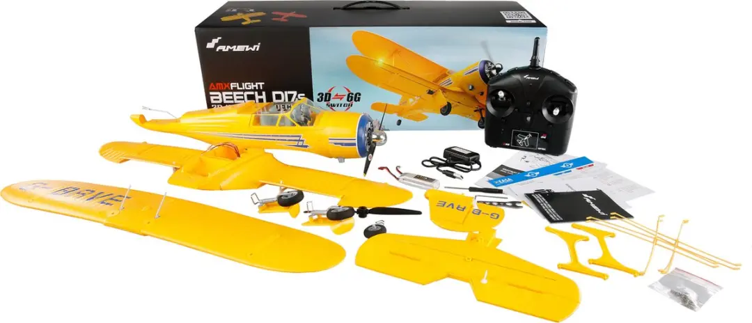 Amewi 24144 AMXFlight Beech D17s RC Vliegtuig - Geel - afbeelding 6 van 6
