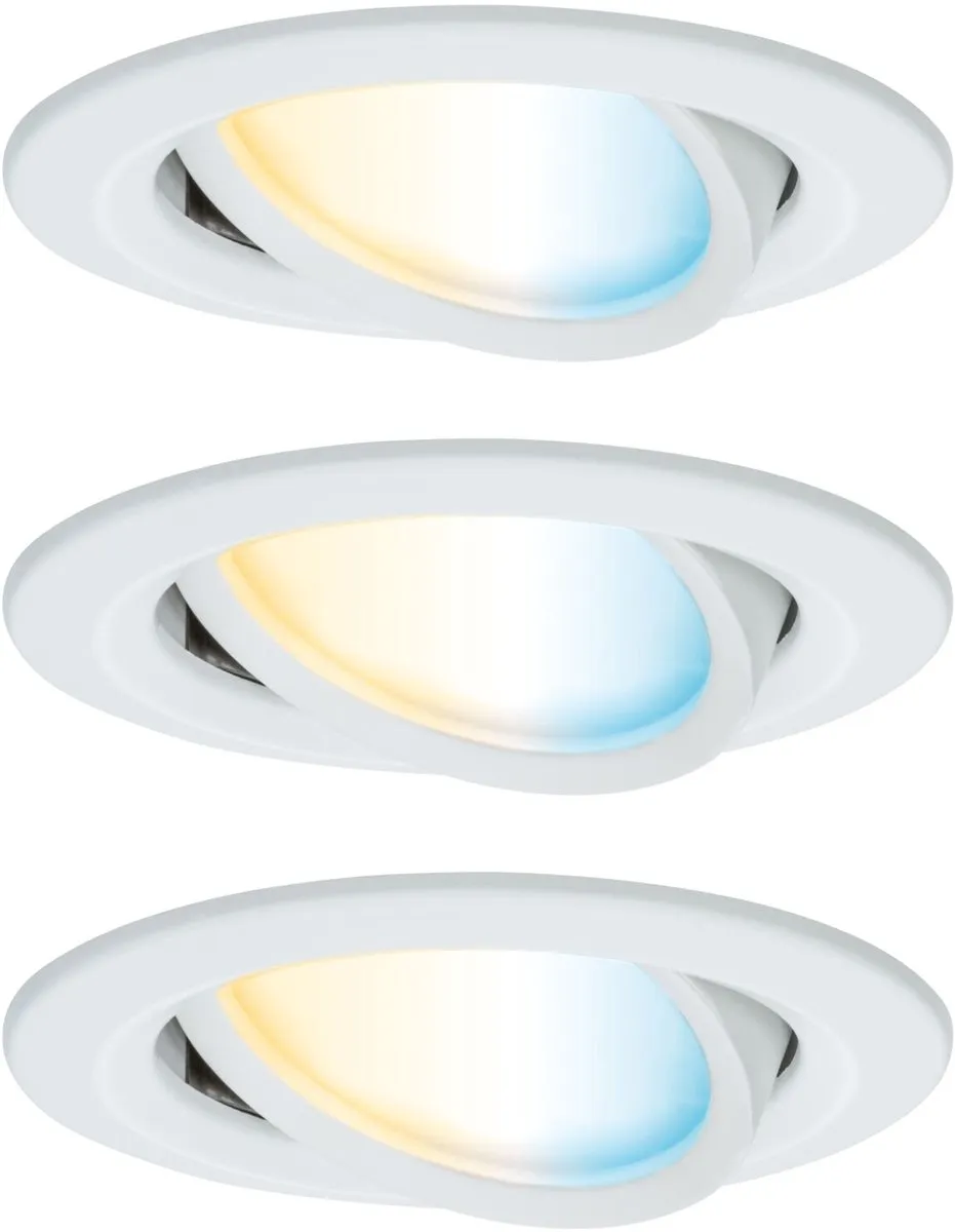 Paulmann Nova Coin LED-inbouwlamp 3x6W 500lm 84mm Tunable White - Wit mat
