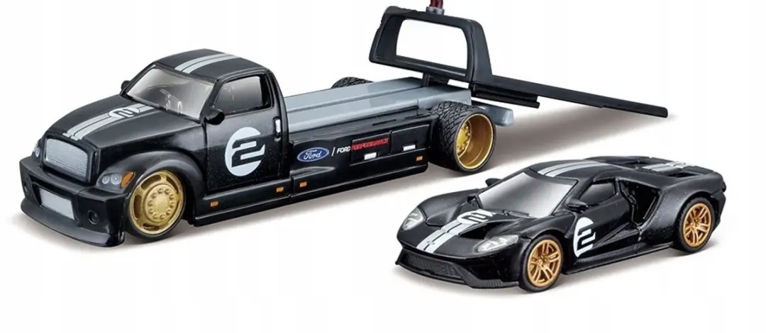 Maisto 2019 Ford GT Heritage Edition 1:64 met aanhanger