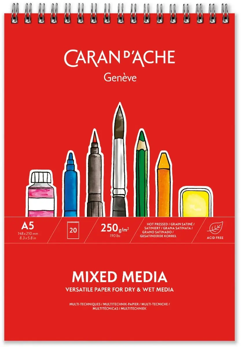 Caran d'Ache Mixed media papierblok met ringband A5 20 vel