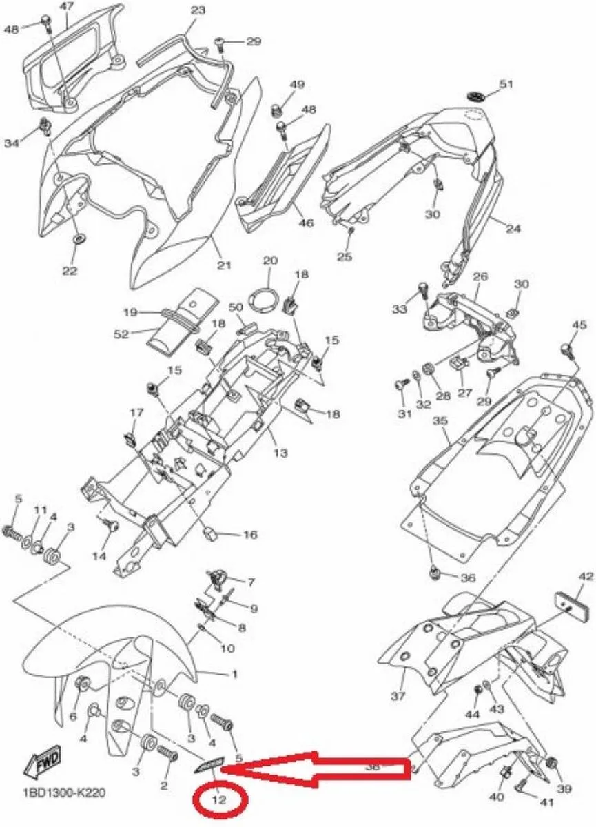 Yamaha 1000 FZ1 Fazer Stickers ABS - 1 Stuk - Grijs/Zwart
