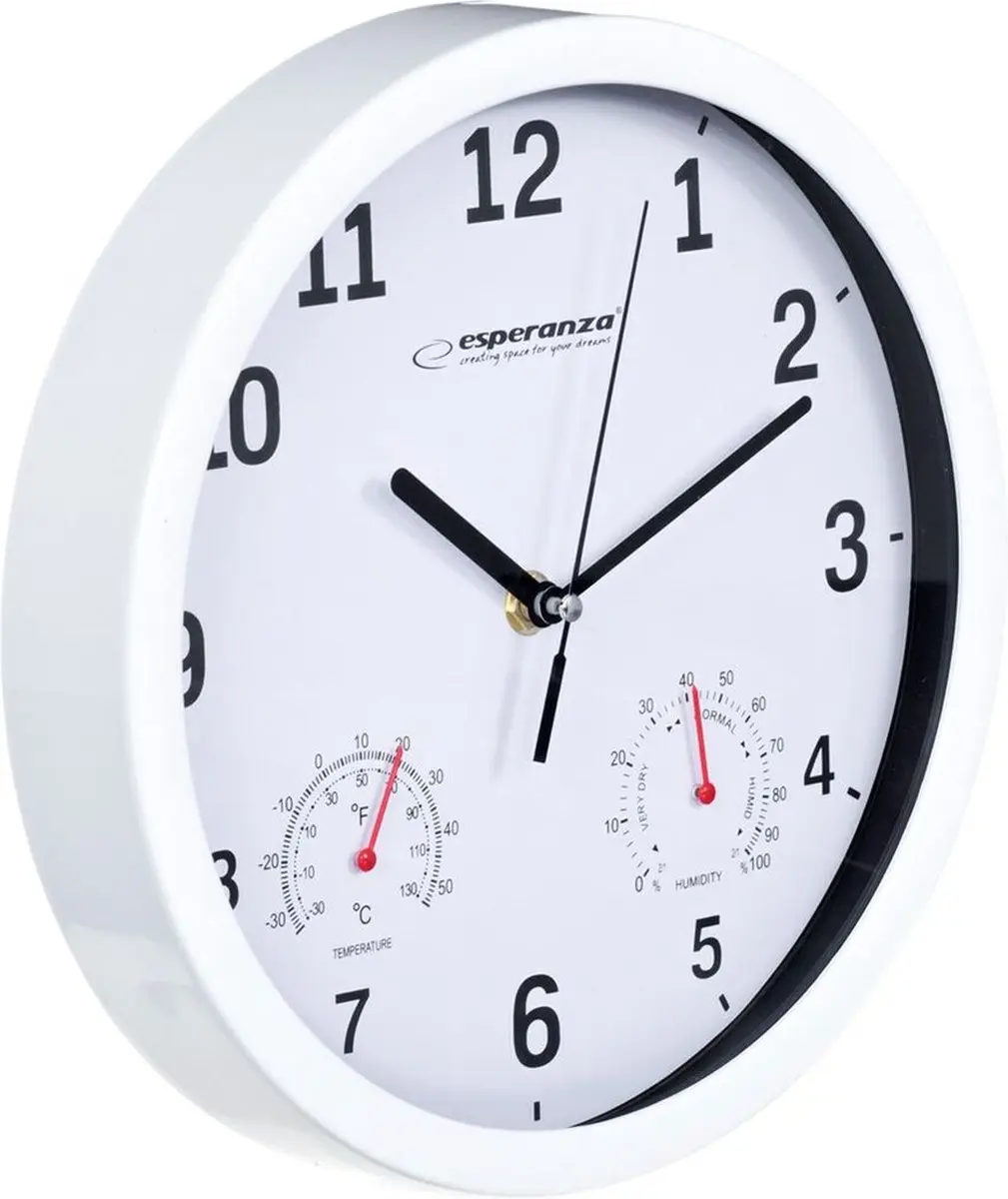 Esperanza Lyon Wandklok EHC016W - 25cm - Wit - afbeelding 3 van 6