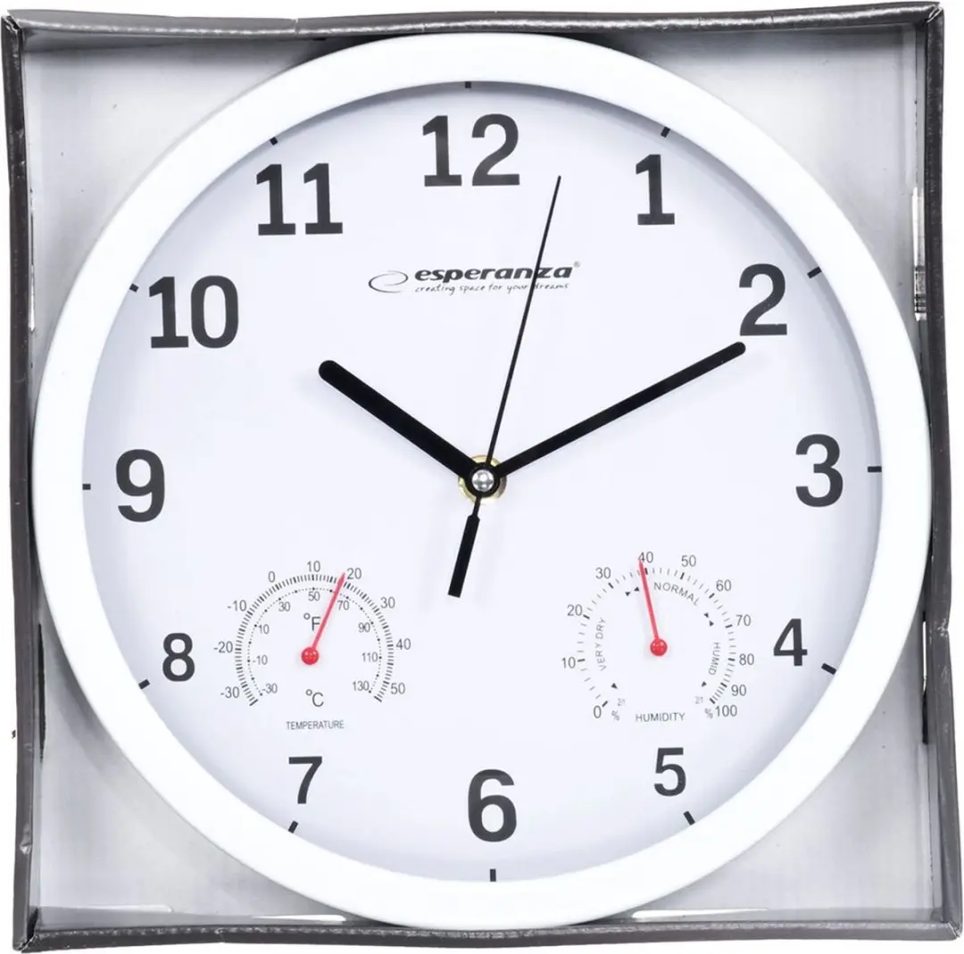 Esperanza Lyon Wandklok EHC016W - 25cm - Wit - afbeelding 2 van 6