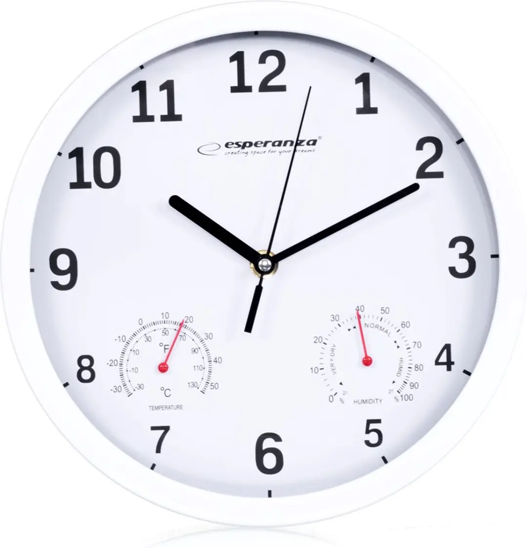 Esperanza Lyon Wandklok EHC016W - 25cm - Wit - afbeelding 5 van 6