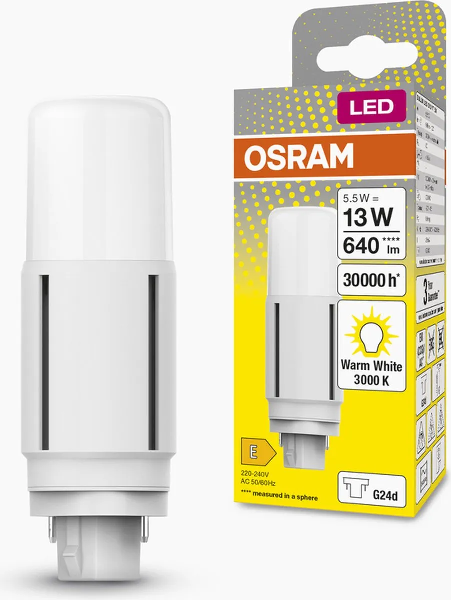 Osram LED-lamp G24d 5.5W Warmwit - 3000K - Ø37.7mm
