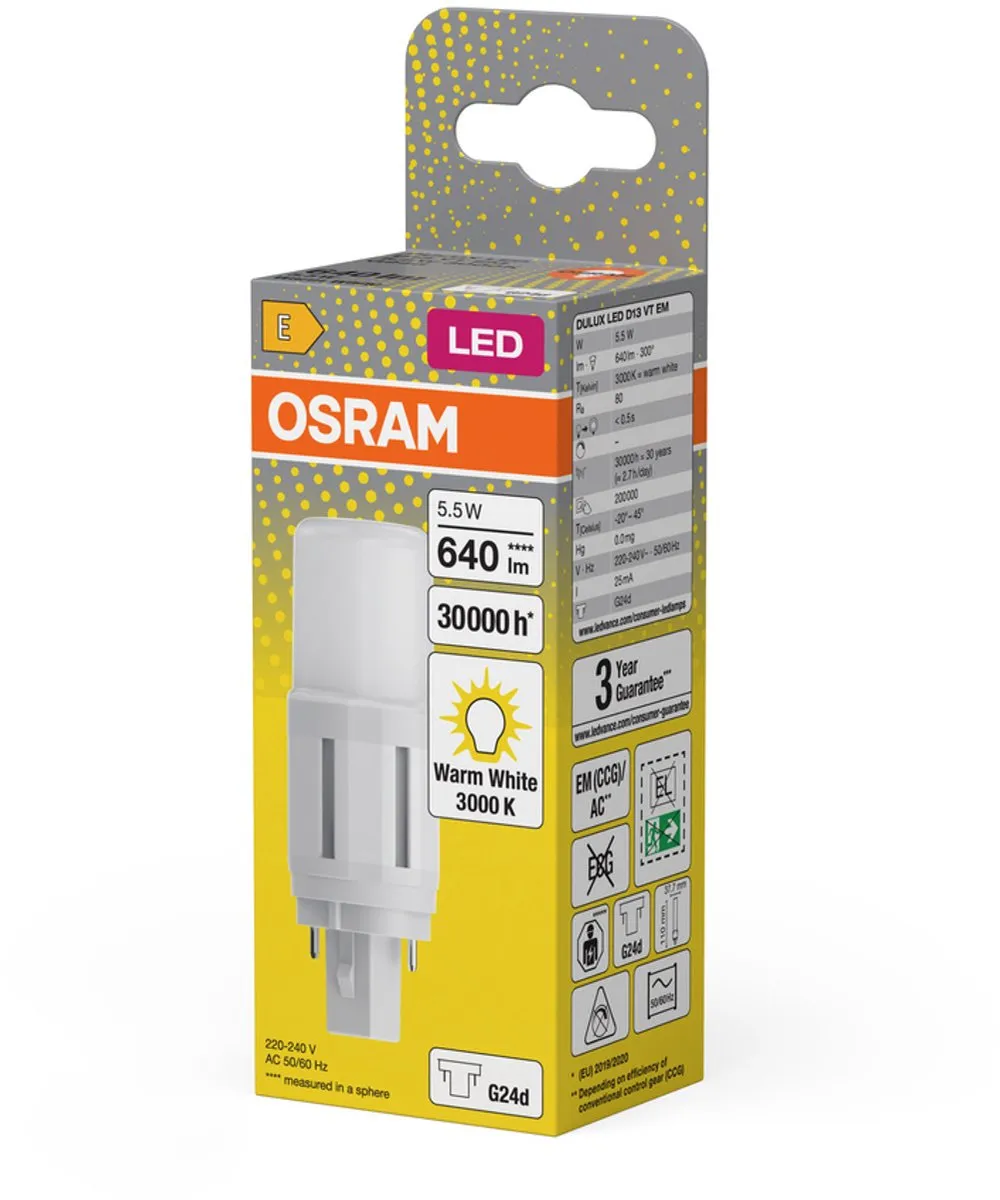 Osram LED-lamp G24d 5.5W Warmwit - 3000K - Ø37.7mm