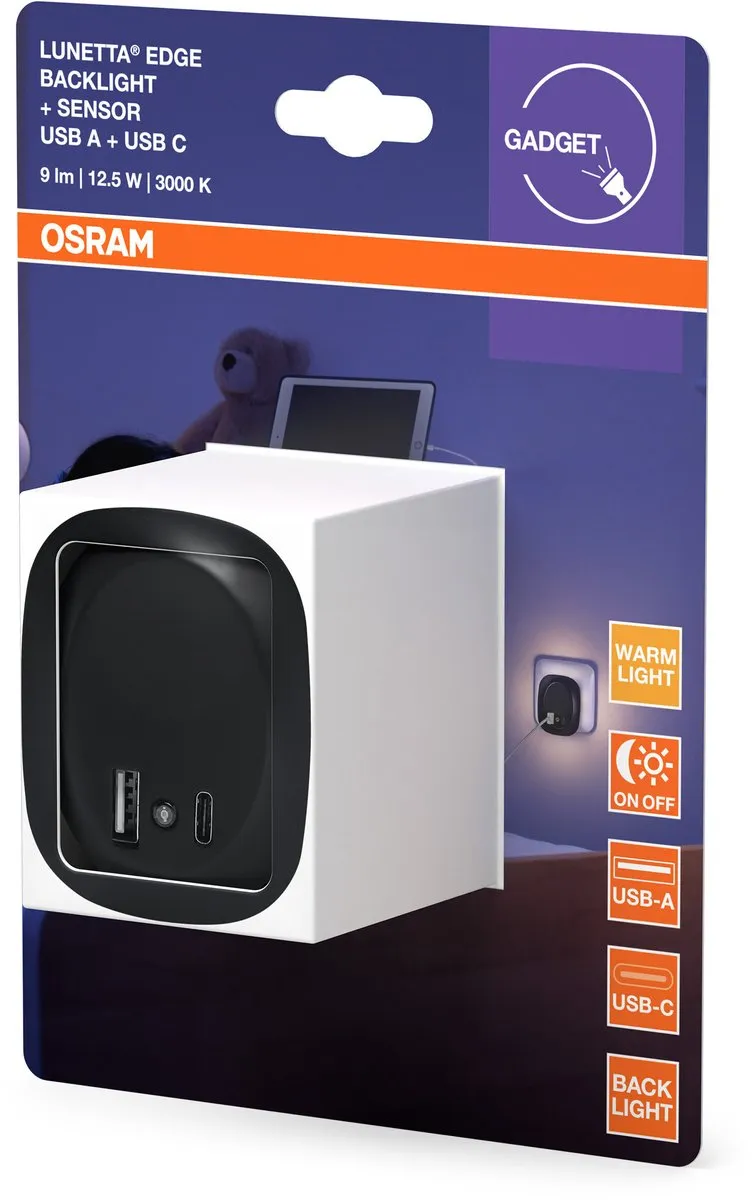 Osram Lunetta Edge Sensor Nachtlamp 0,35W - Zwart - afbeelding 6 van 6