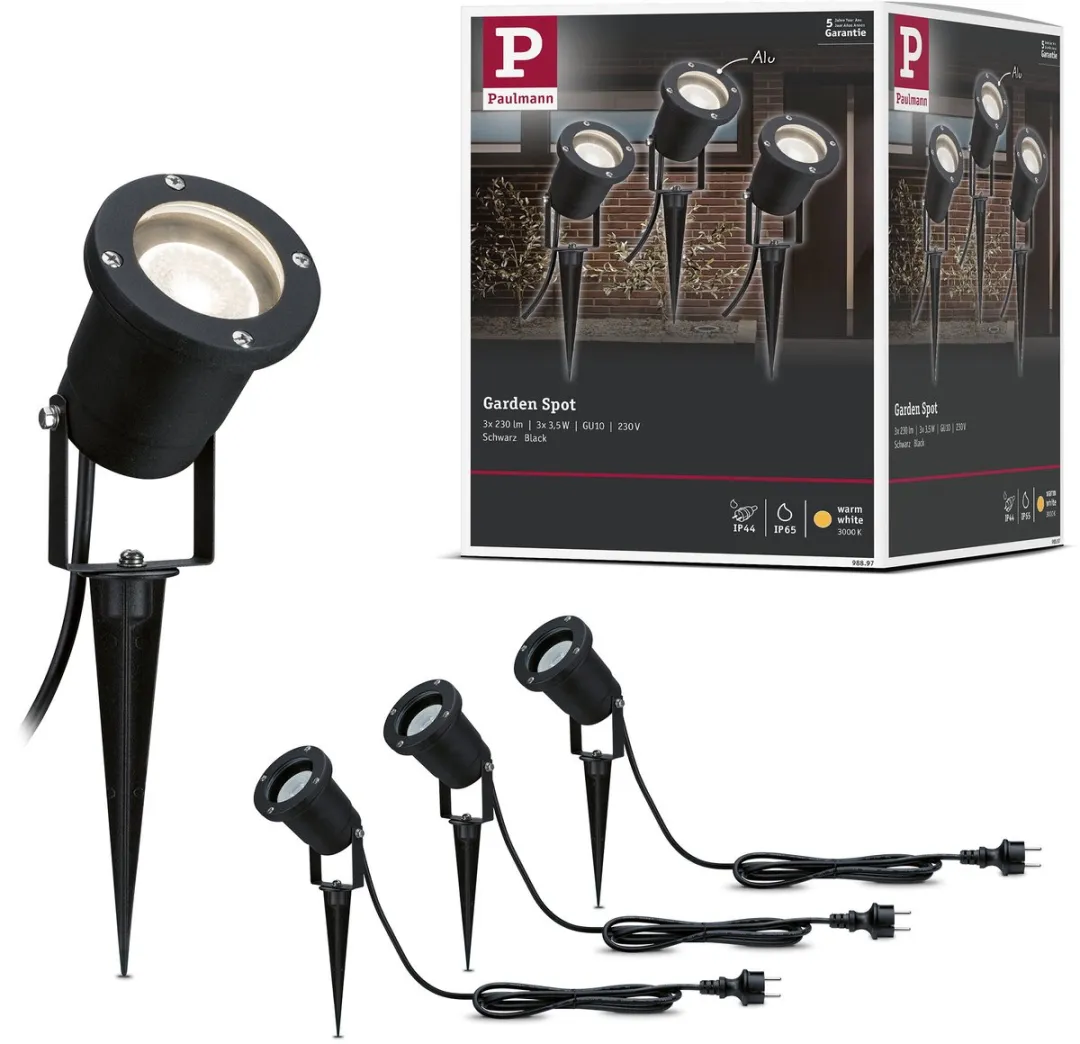 Paulmann LED Tuinspots IP65 3x3,5W 3000K - 3x230lm - Zwart