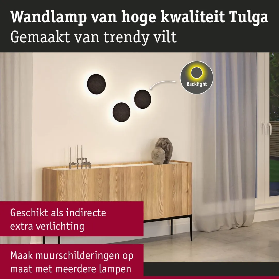 Paulmann LED Wandlamp Tulga 2700K 1000lm - Antraciet