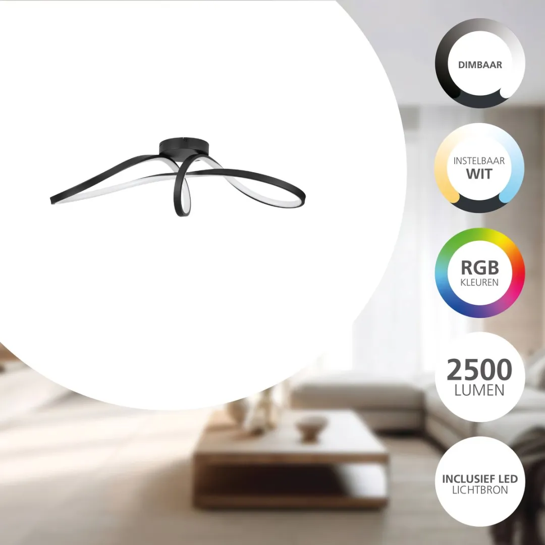 EGLO connect.z Calarossa-Z Smart Plafondlamp 70.5cm - Zwart/Wit - RGB & Wit - Zigbee