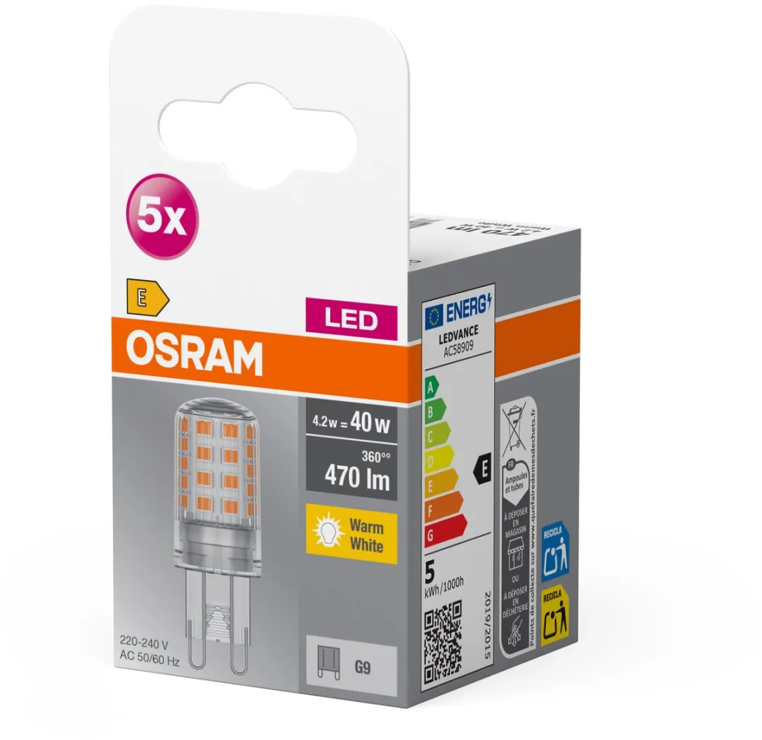 Osram LED-lamp G9 4.2W Warmwit - 5 Stuks