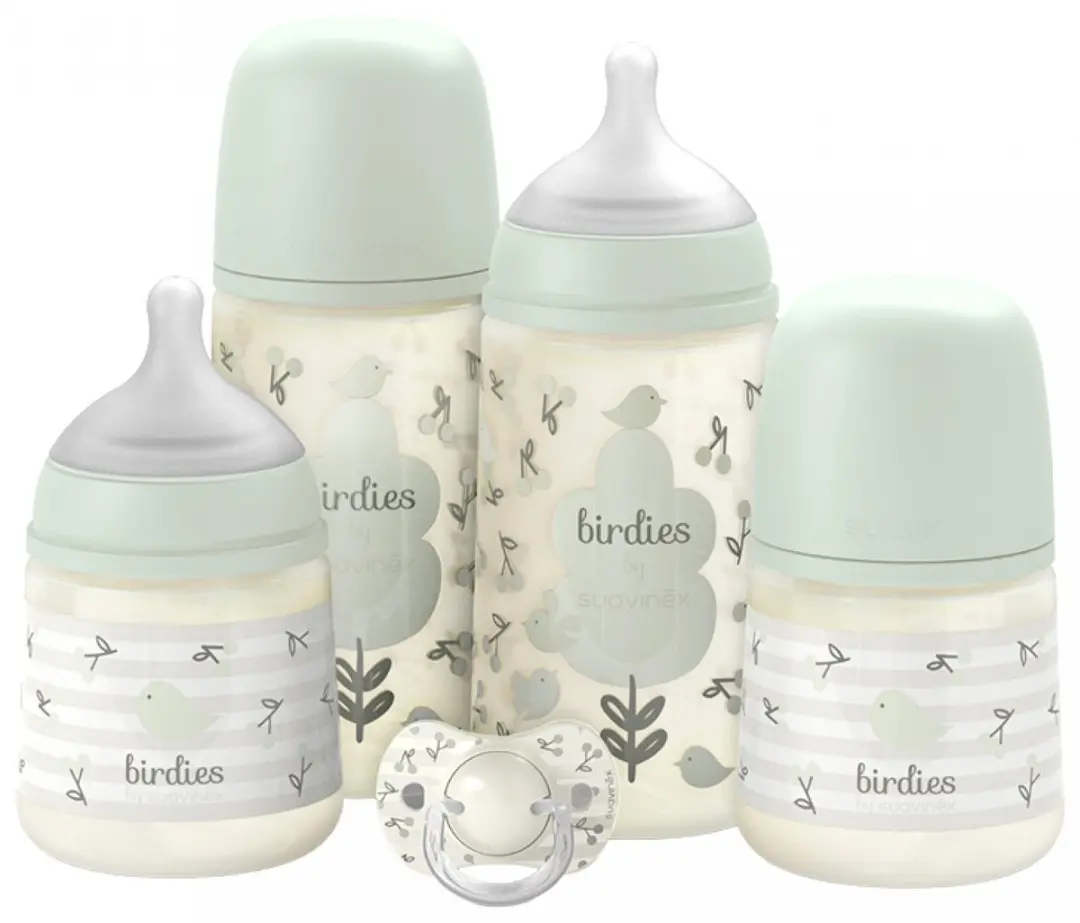 Suavinex Birdies Babystartset - 4 Flessen 150/270ml - Groen - afbeelding 6 van 6