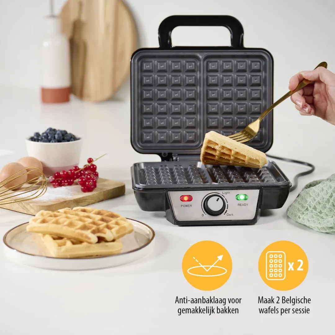 Tristar Wafelijzer WF-2195 1000W - 2 Wafels - Zwart/RVS