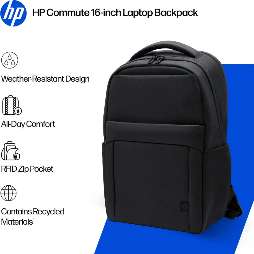 HP Commute 16 Laptoprugzak - Zwart - afbeelding 4 van 6