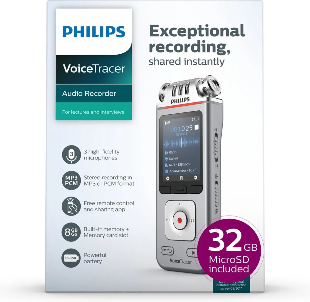 Philips VoiceTracer DVT41225 Audio Recorder - Zilver