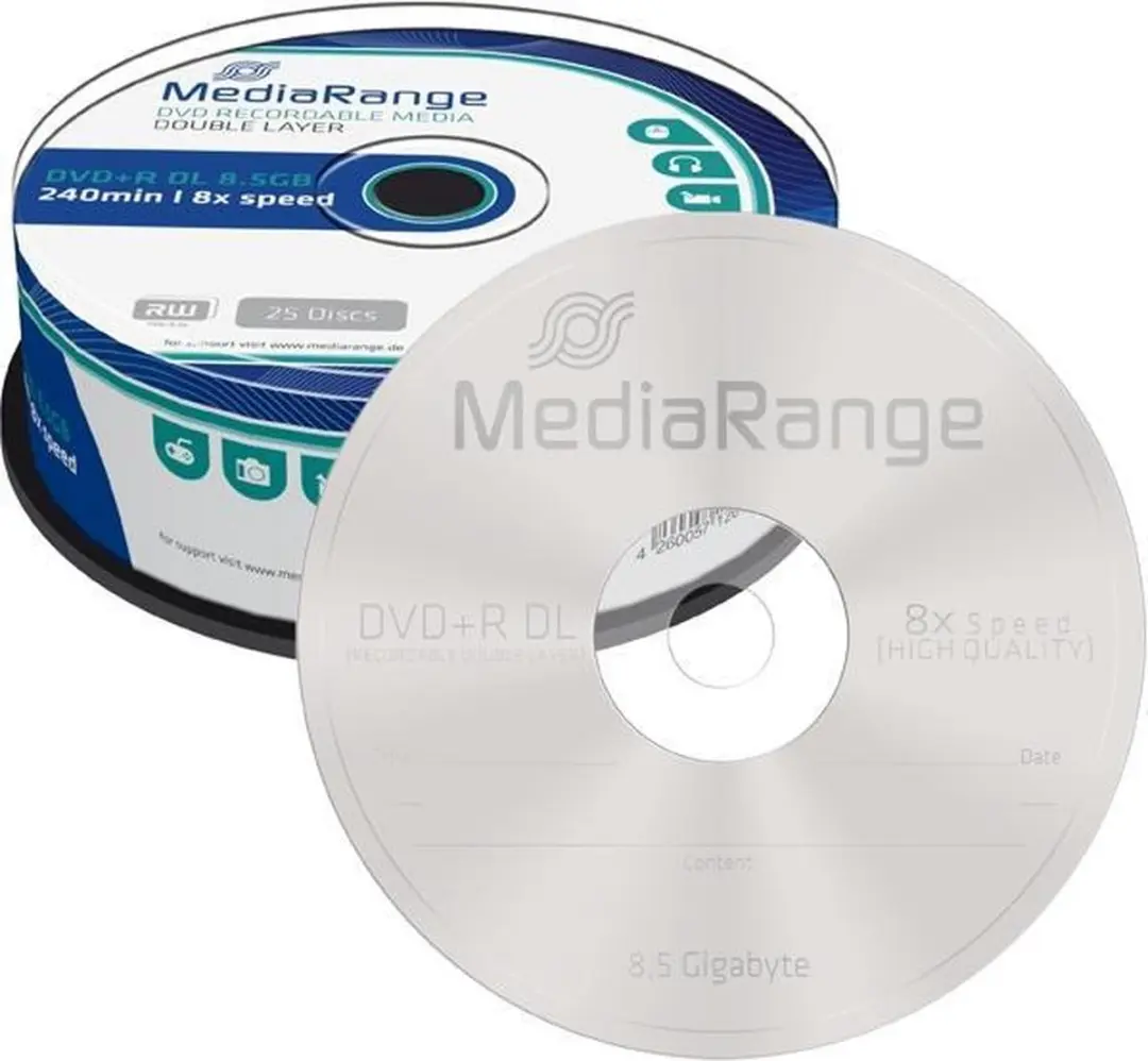 MediaRange MR469 DVD+R 8,5GB - Cakebox 25 stuks - afbeelding 2 van 3