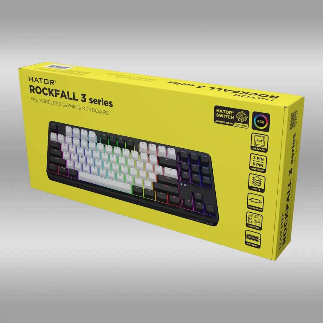 HATOR Rockfall 3 TKL Wireless HTK850EU Gaming Toetsenbord - Zwart - afbeelding 5 van 6