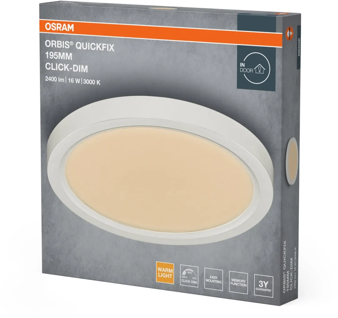 Osram Orbis Quickfix LED Plafondlamp 16W 1200lm - 3000K Warm Wit