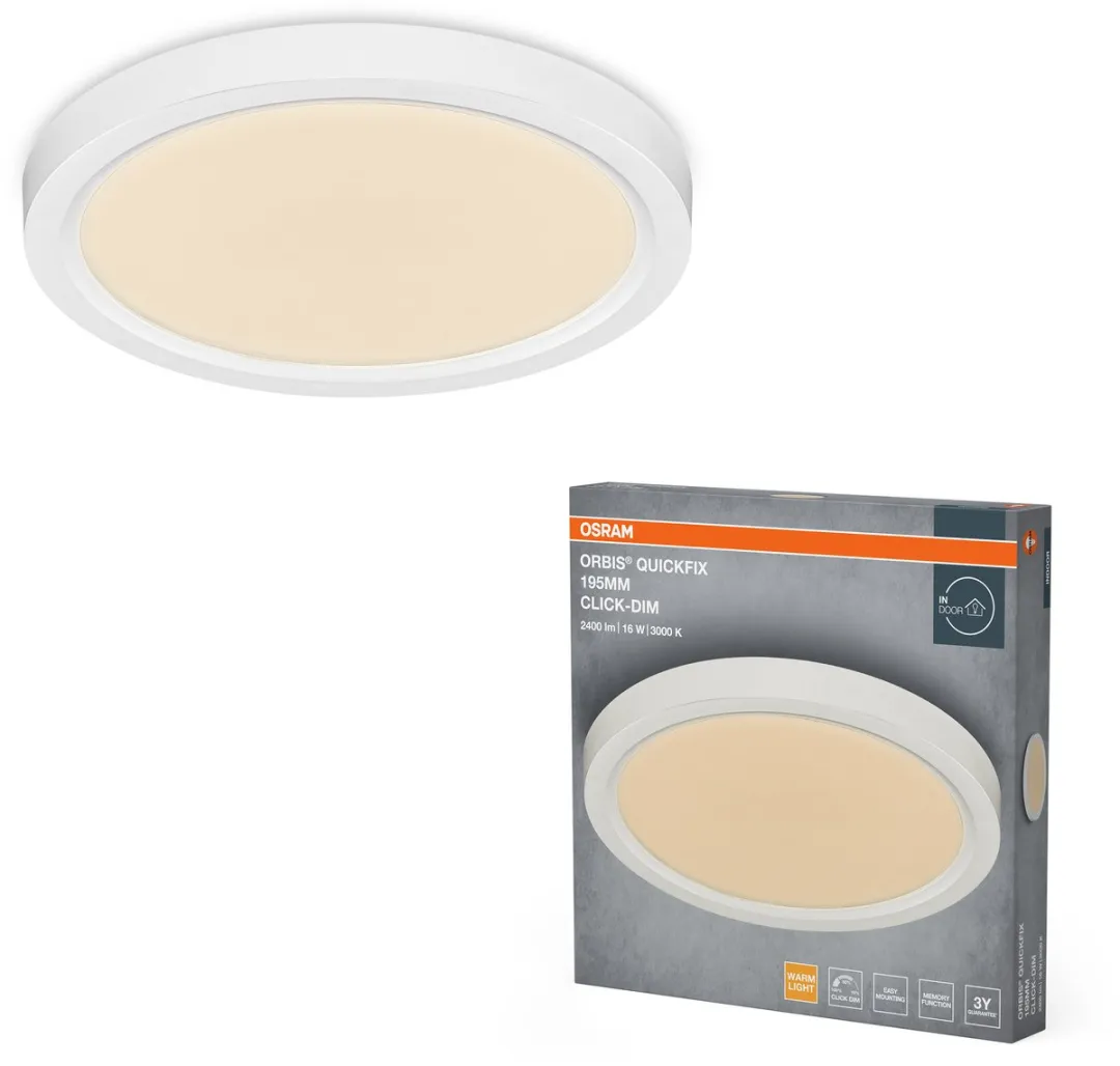 Osram Orbis Quickfix LED Plafondlamp 16W 1200lm - 3000K Warm Wit