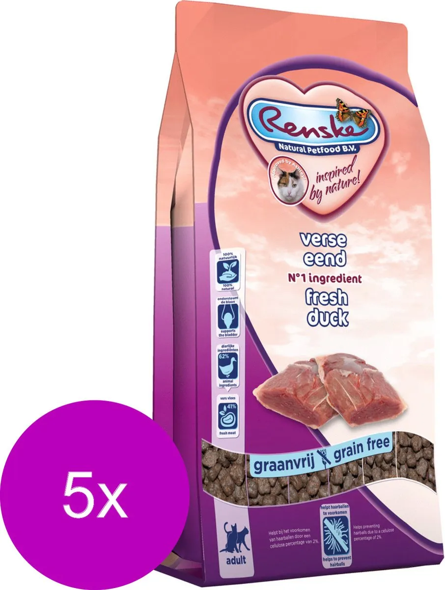 Renske Kat Adult Verse Eend 1.5kg - 5 Stuks