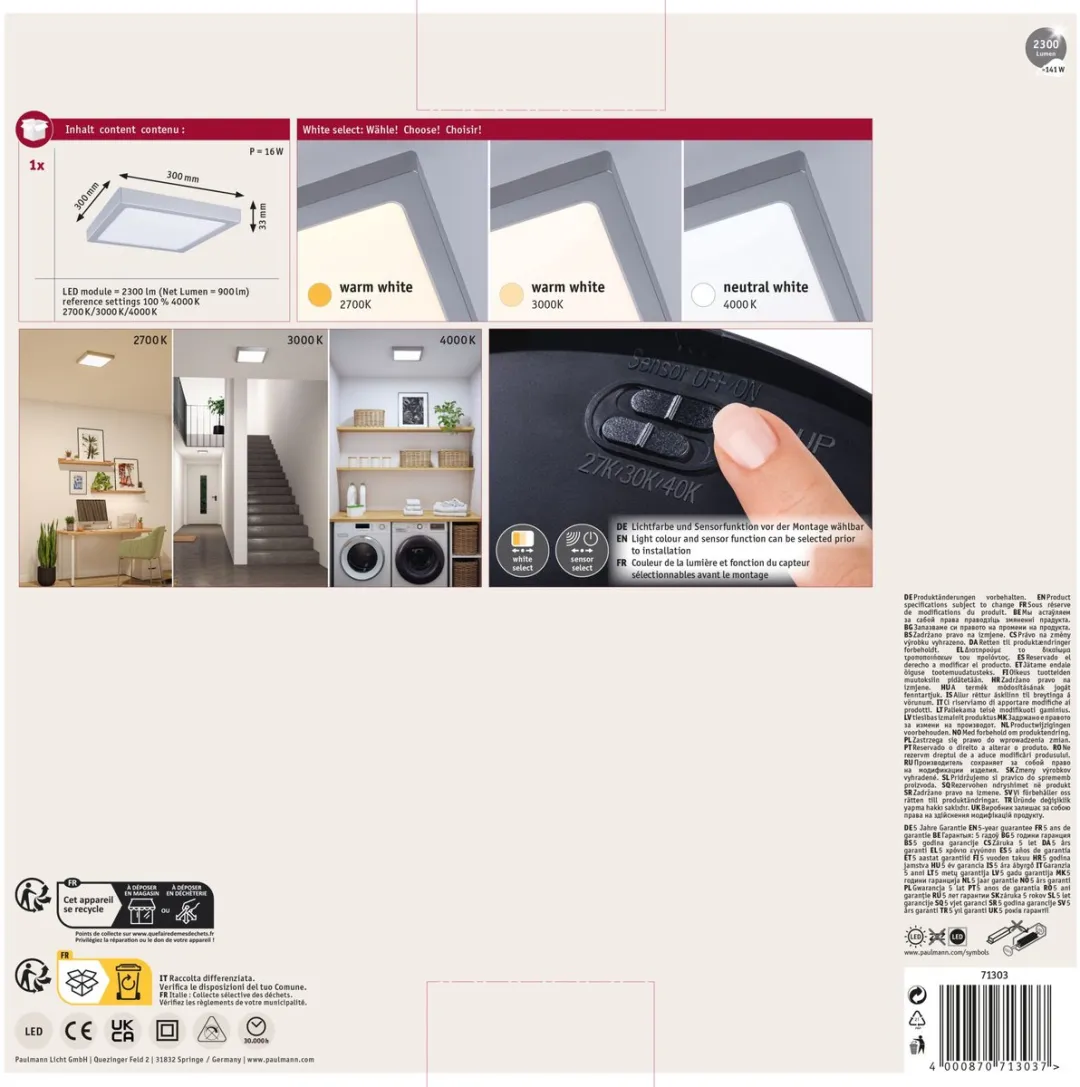 Paulmann LED-paneel Abia 2 White Select 14W 900lm - Chroom mat