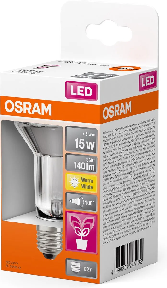 Osram LED Star Plantenlamp 7,5W E27 140lm - Helder - afbeelding 6 van 6