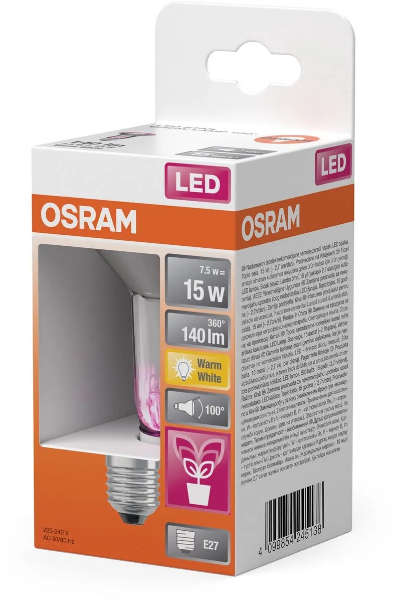 Osram LED Star Plantenlamp 7,5W E27 140lm - Helder