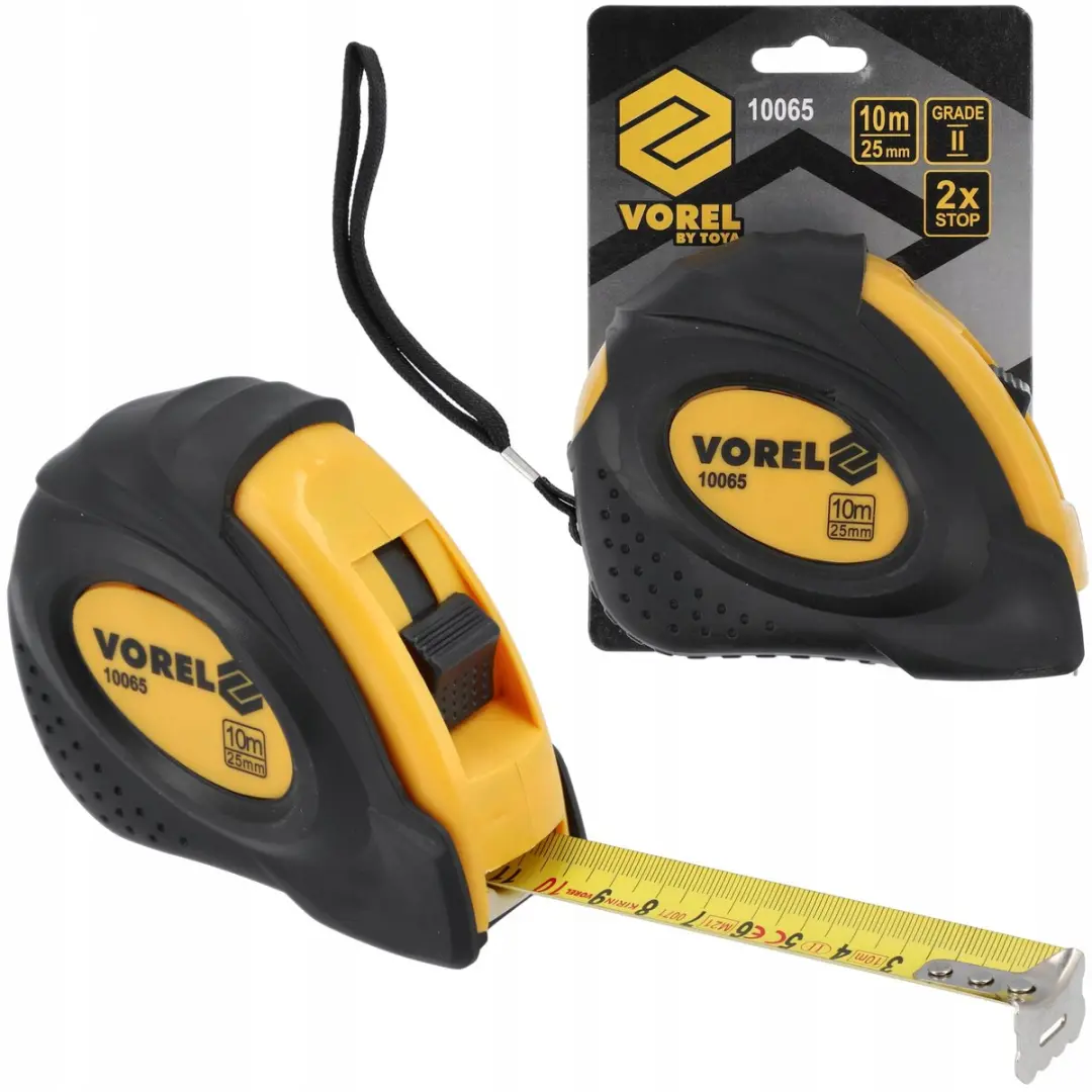 Vorel Rolmaat 10m x 25mm Dubbele Vergrendeling