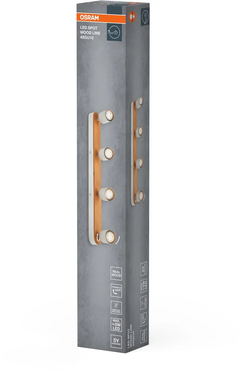 Osram LED Spot Wood Line 4xGU10 - Warm wit - Houtdecor
