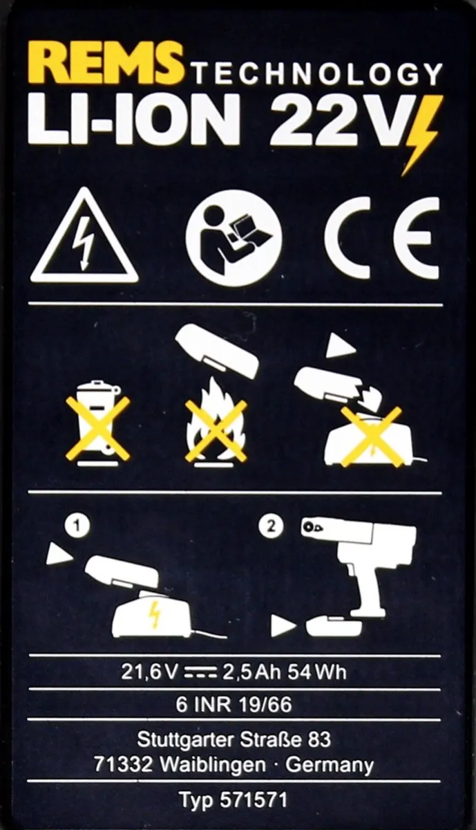 Rems Accu Tbv Mini-Press 22 Volt Schuif Accu 2.5 Ah