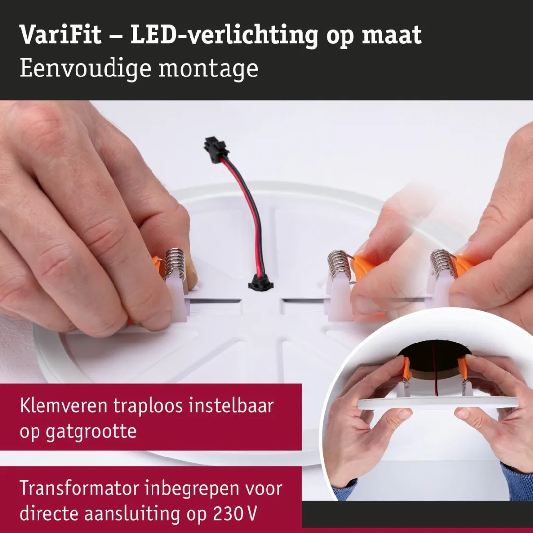 Paulmann VariFit Veluna Edge LED-inbouwpaneel 6W 450lm 3000K - Ø9cm - IP44