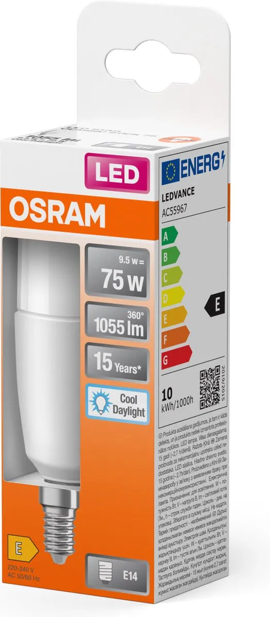 Osram E14 LED Buislamp 9W 6500K - Mat - afbeelding 6 van 6