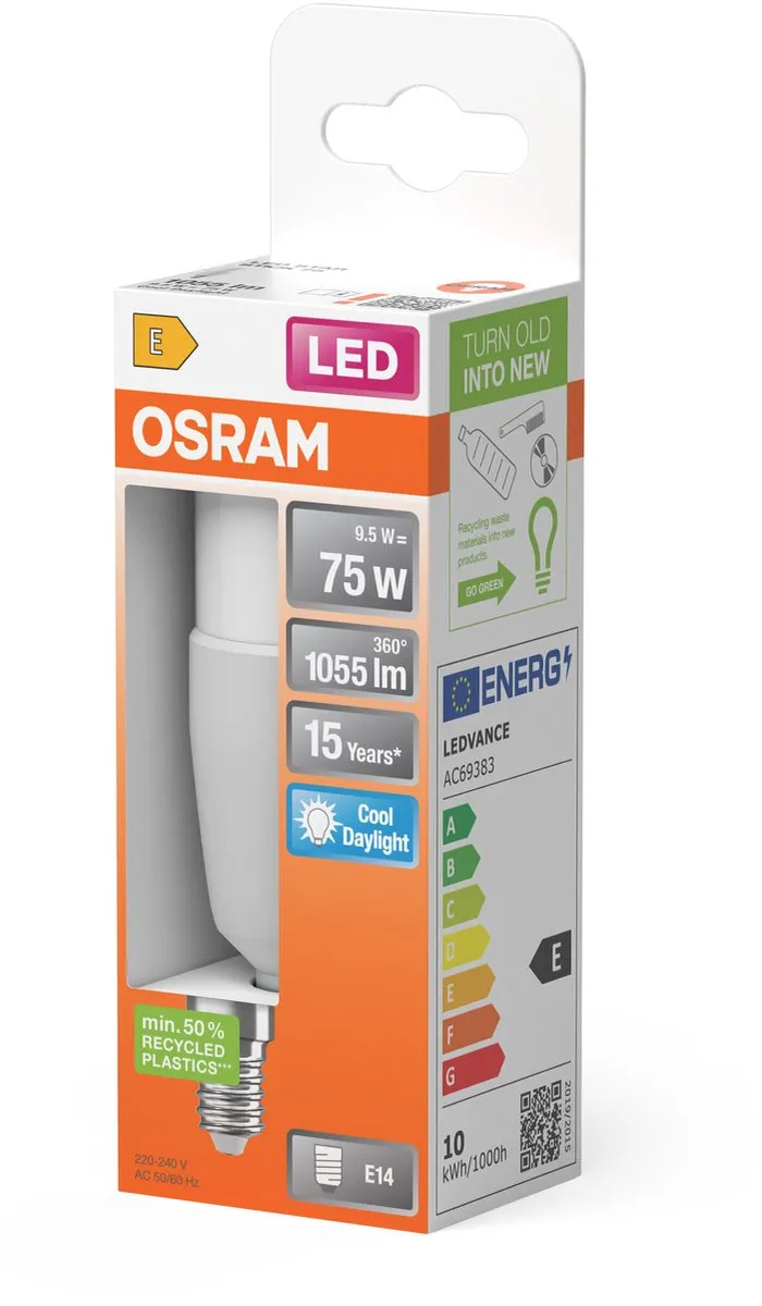 Osram E14 LED Buislamp 9W 6500K - Mat