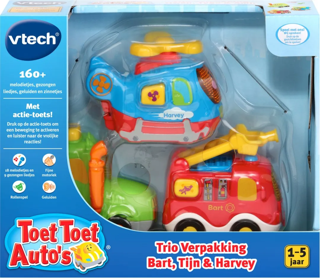 VTech Toet Toet Auto's Trio Bart Tijn Harvey - Educatief Speelgoed 80-205823 - Multikleuren