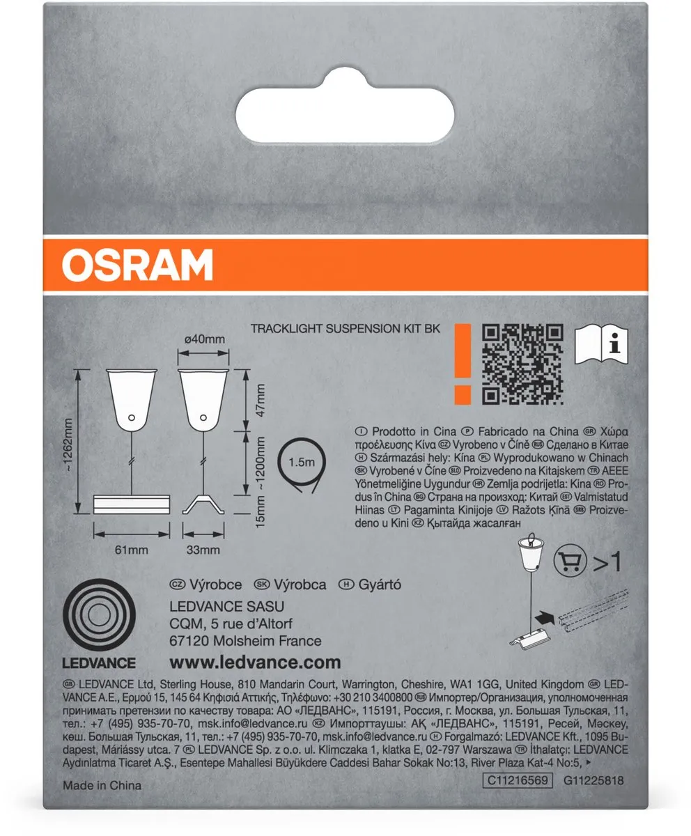 Osram Tracklight Ophangset Zwart