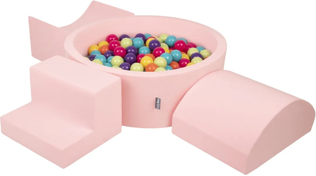 KiddyMoon Schuimspeelplaats Ballenbad 300 Ballen - 438154 - Roze/Lichtgroen/Geel/Turkoois/Donkerroze/Violet